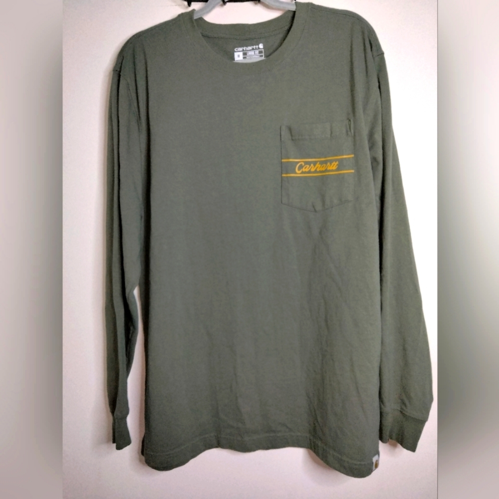 Carhartt (Size M) Men's Graphic Print Back & Chest Pocket LS Loose Fit Shirt